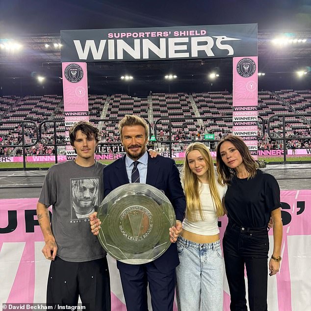 There was a photo of the family at one of David's Inter Miami FC soccer games