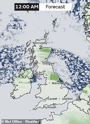 Much of England and Wales will be covered by clouds, which could make it difficult to see many meteors