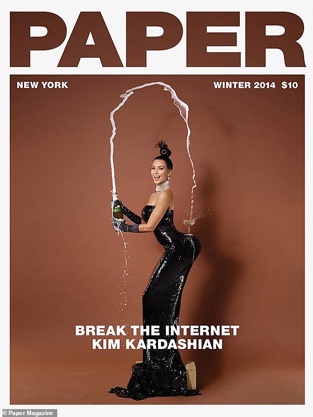 Kim has long used her famous curves to boost her career (pictured on the cover of Paper magazine)