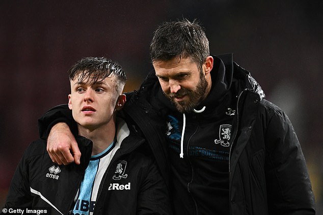 Doak has impressed under Boro boss Michael Carrick (right) and has made 20 league appearances so far