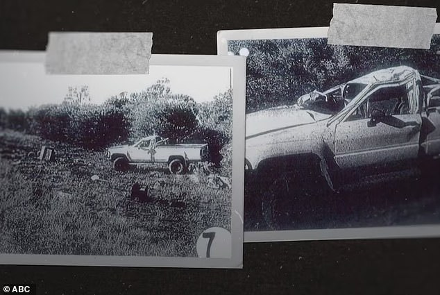 Alexander Grant's ute - in which he roamed the streets of Bourke looking for young Indigenous girls to drink and sexually proposition - after the crash that killed Mona Lisa and Cindy Smith