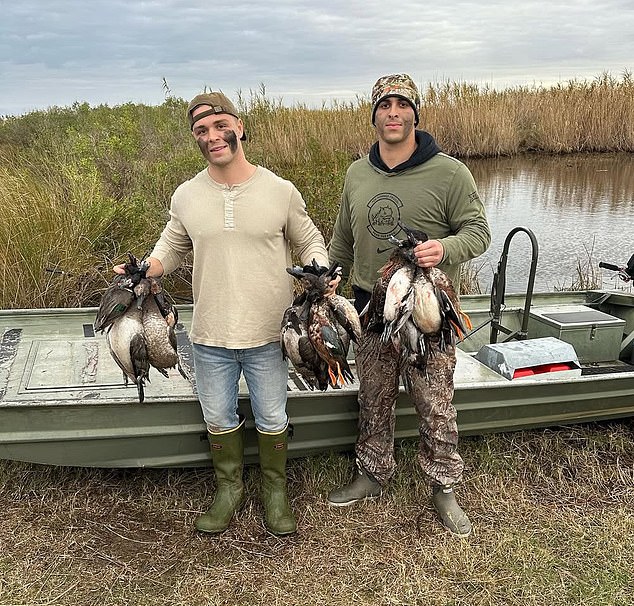 Tiger Bech (left) is pictured after a successful duck hunt in his native Louisiana