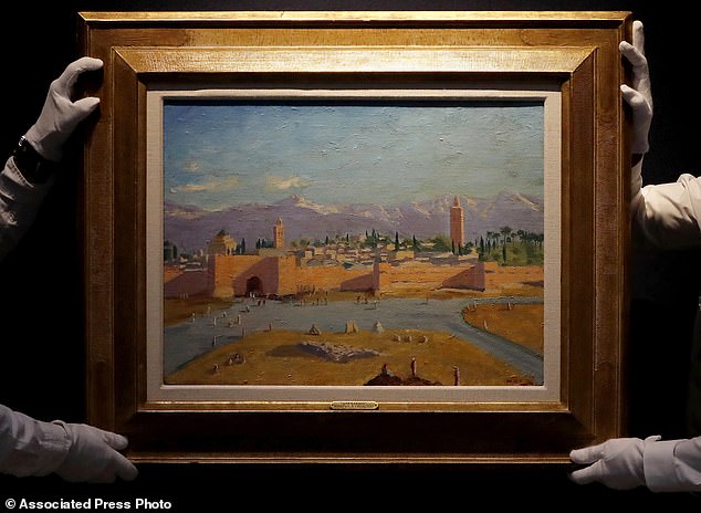 Angelina sold a Winston Churchill painting titled Tower of the Koutoubia Mosque (pictured here), gifted to her by Brad, for $11.5 million at a 2021 Christie's auction in London