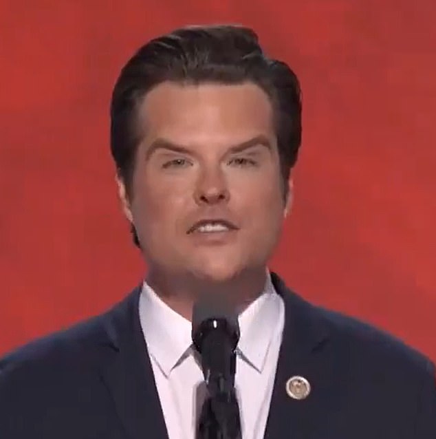 Gaetz is pictured above at the Republican National Convention last July. Surgeons speculated at the time that he may have had Botox or a PDO thread lift