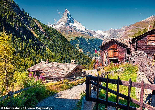 The exposure value of 29 mW/m² was above the World Health Organization's recommended safety threshold of 10 mW/m², but well below the thresholds of US regulators. Above, a summer morning in the rural Swiss village of Zermatt overlooking the Alps