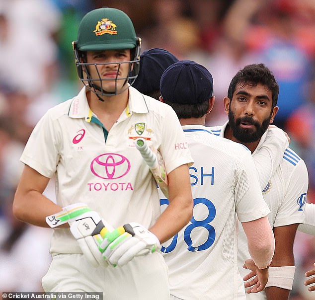 Konstas hasn't been intimidated by the Indians since he made his debut in the Boxing Day Test (Photo: An excited Jasprit Bumrah)