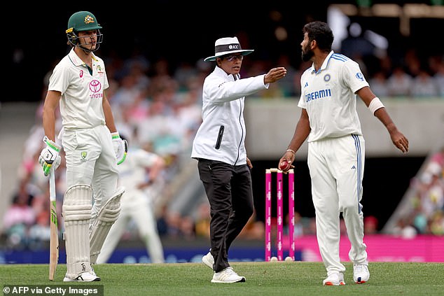 Referee Sharfuddoula Ibne Shahid Saikat had to intervene on Friday as tensions reached boiling point (pictured) at the SCG