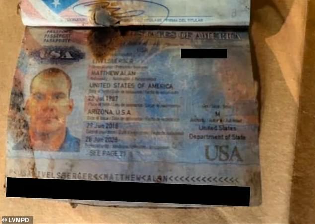 The passport found by authorities in the Tesla vehicle is pictured above