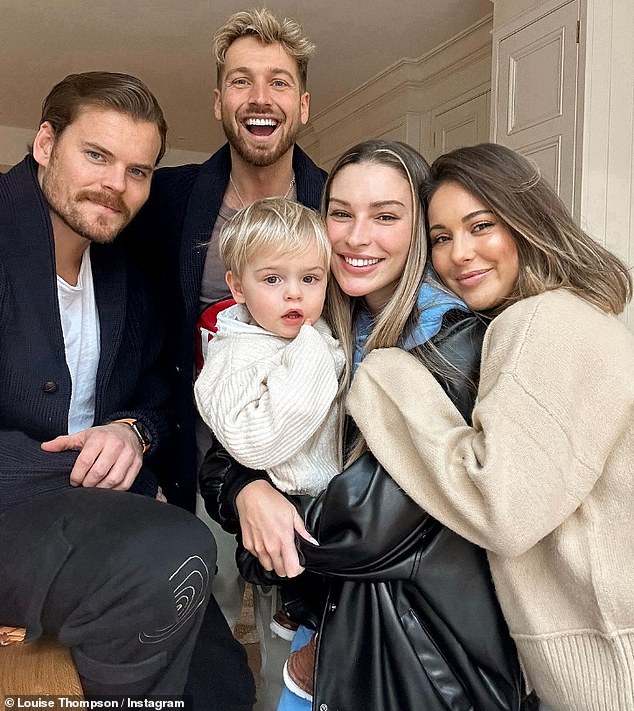 The former Made In Chelsea star regularly spends time with her brother Sam and his Love Island star girlfriend Zara and they even live next door to each other in London; pictured Ryan Libbey, Sam, Leo, Zara and Louise