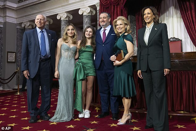 The 16-year-old – who has not tried to hide her disagreement with her father's political views – joined Cruz on January 3 in the Old Senate Chamber of the US Capitol in Washington, DC.