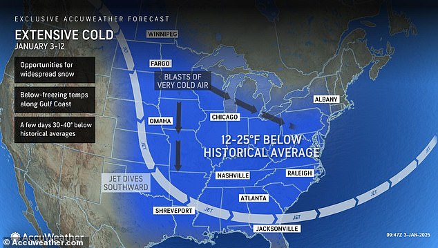 The cold temperatures expected to persist after this storm could lead to more winter storms in the eastern U.S. through mid-January