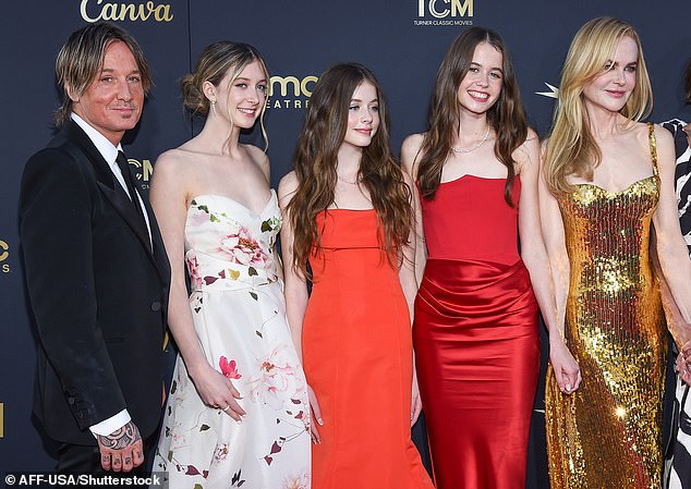 Nicole plans to save all her favorite looks for two of her daughters, Faith, 14, and Sunday, 16, whom she shares with her singer husband, Keith Urban; Keith, Sunday, Faith, a friend and Nicole seen in April 2024