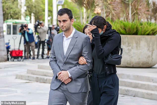 Alon Alexander's wife, Shani Zigron Alexander, outside the C. Clyde Atkins U.S. Courthouse, where she showed her support during her husband's bail hearing