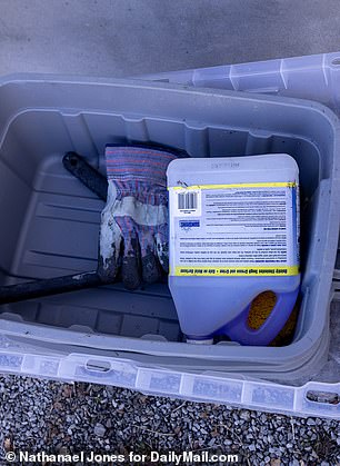 Corrosive cleaning products were left outside the building