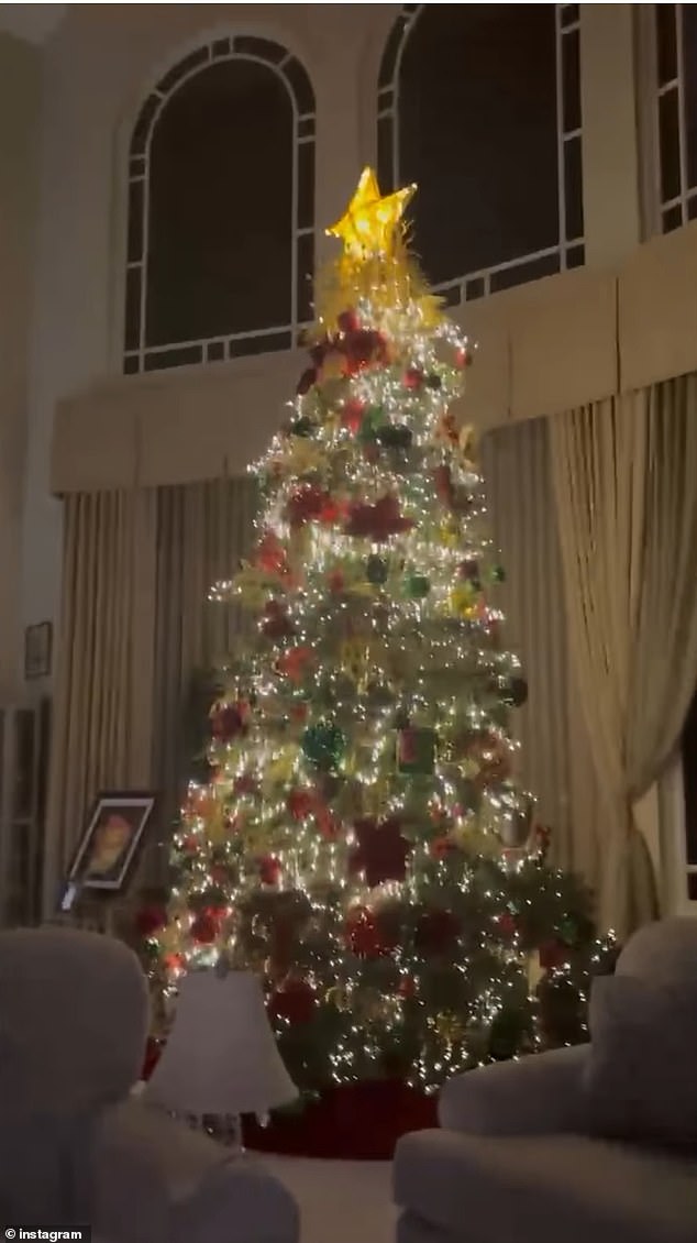 She also showed off their lavish Christmas tree. Her other son, Sean Preston, 19, was not seen in the video but was also said to have been with the singer over the holidays