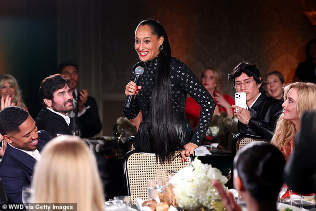 Tracee was seen addressing the crowd during the ceremony