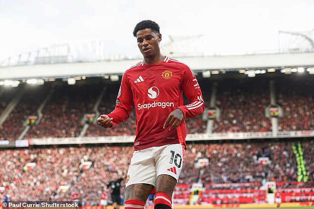 Rashford scored twice for United in their 4–0 win against Everton on 1 December