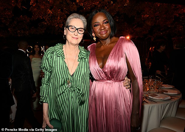 She was also joined by Meryl Streep, 75, who looked stunning in a green striped floor-length dress