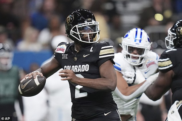 Shedeur threw two interceptions in Colorado's Alamo Bowl loss to BYU last week