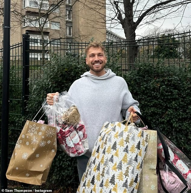 Sam spent Christmas Day at the Camila Batmanghelidjh Foundation while helping deliver Christmas presents in London