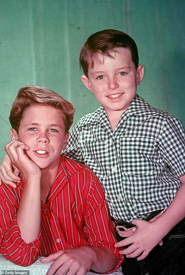 Mathers with Tony Dow (left) in the show Leave It To Beaver in 1957