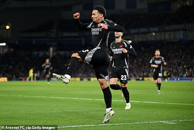 Ethan Nwaneri scored his second Premier League goal to put Arsenal 1-0 after 14 minutes