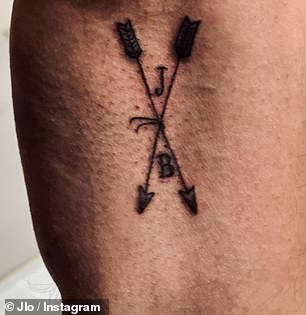 The actor and director also has a pair of overlapping arrows under his armpit with the letters J and B between them for his now ex Jennifer Lopez