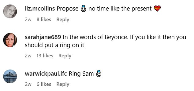 Fans quoted Beyonce's hit single Ladies and wrote: 'In the words of Beyonce, if you like it, put a ring on it'