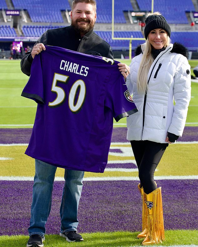 Charles was also presented with a personalized Ravens jersey before his national anthem