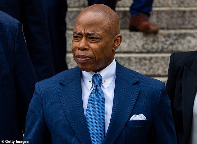 New York Mayor Eric Adams leaves the Thurgood Marshall Courthouse after making his first appearance in his corruption case on October 2