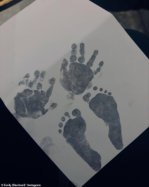 Another photo showed Eva's handprints and footprints