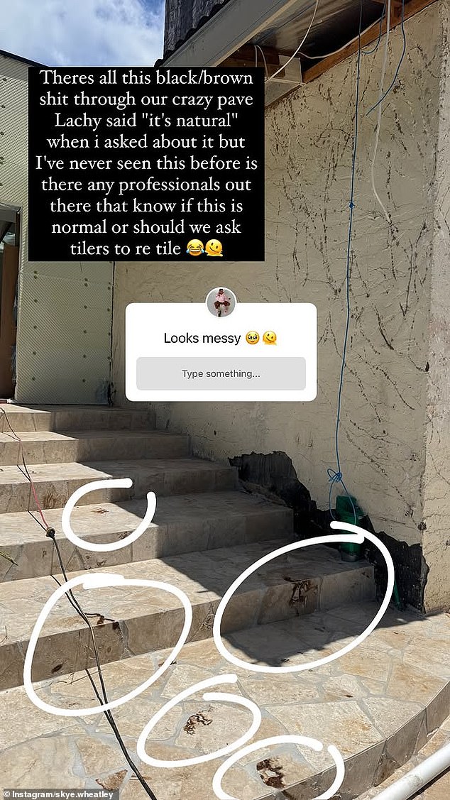 The venting session started when Skye started a question and answer session with her followers via her Instagram Stories about the 'crazy' sidewalk in her backyard