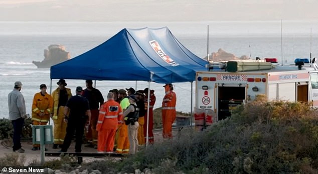 Mr Appleby was mauled by a shark off the Eyre Peninsula while surfing on Thursday evening (photo: emergency services prepare to search)