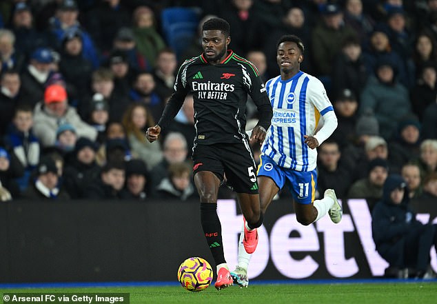 Deployed again at right back, Thomas Partey ably in Jurrien Timber's absence