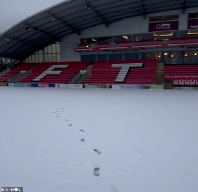 The pitch looked unplayable in a clip Fleetwood published on social media