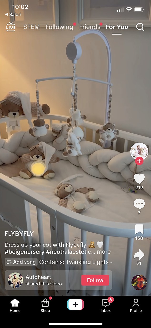 Videos of cribs decorated with pillows and toys have become extremely popular on TikTok, often being shared tens of thousands of times