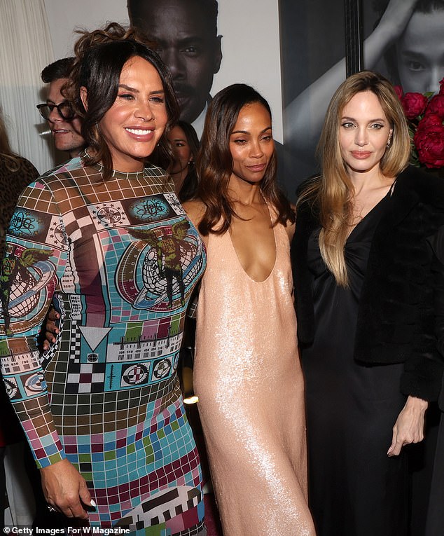 Zoe Saldana and Angelina Jolie posed for snaps at the party