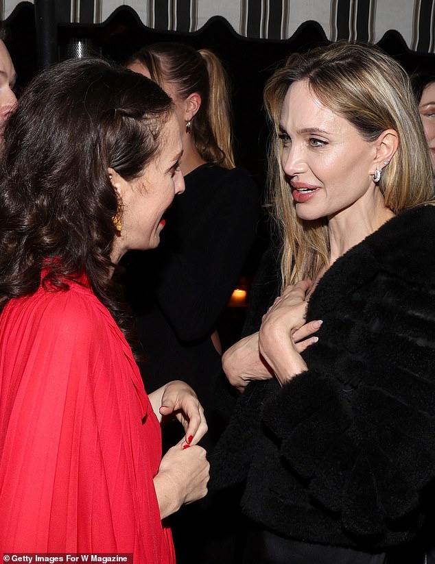 Sara Moonves, editor-in-chief of W Magazine, and Angelina Jolie