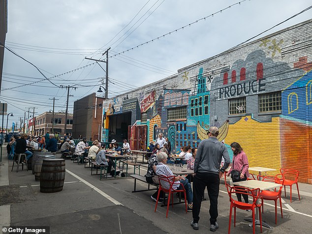 A street scene in Detroit's Eastern Market area, a sign of the city's recent urban renewal