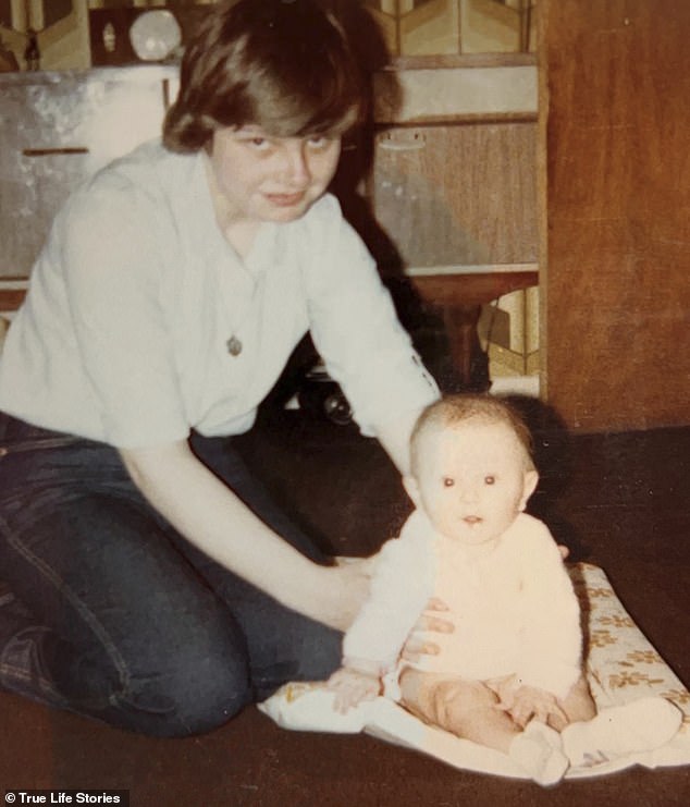 Joy is pictured at the age of 17 with Trish, the daughter of her older sister Josephine