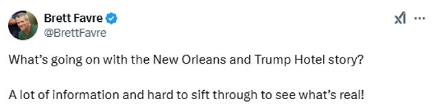 In the aftermath of the devastating attacks, Favre expressed skepticism among his followers about X