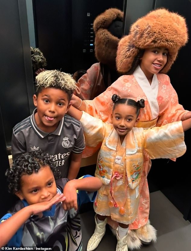 She also shared several photos of her four children: North, 11, Saint, Nine, Chicago, Seven in January, and Psalm, Five, who she shares with ex Kanye West