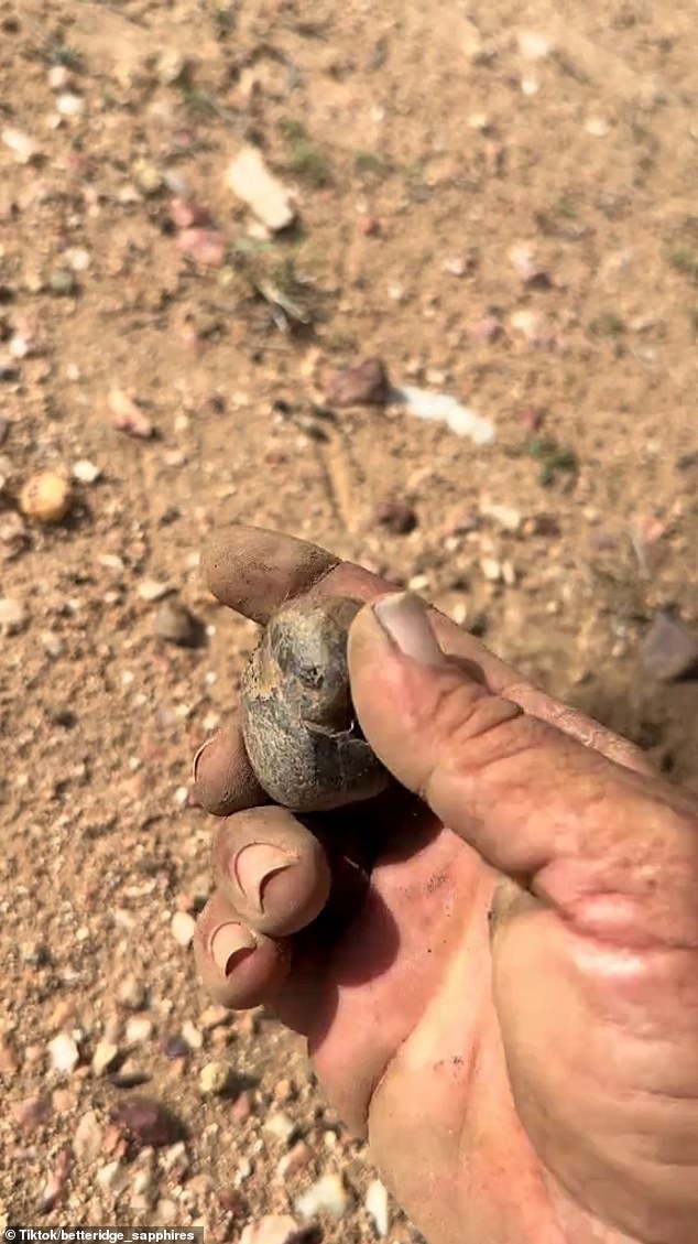 Footage showed him digging with his hands before making the discovery