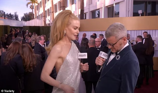 In her own red carpet interview, Kidman joked that she is 