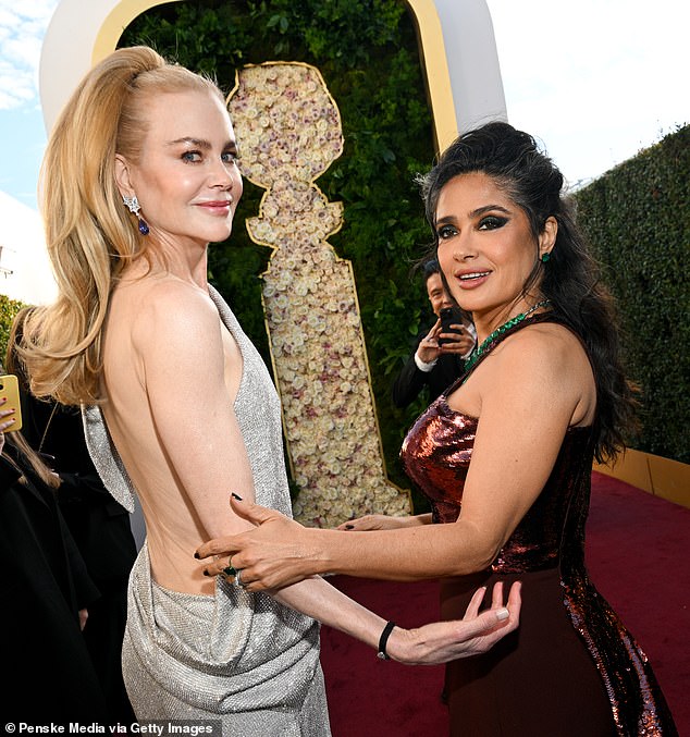 Salma reunited with Nicole Kidman at the awards ceremony, months after their alleged feud at Paris Fashion Week in October