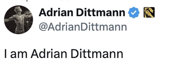 Hours later, Adrian Dittman, or the user behind it, posted the same message as Musk