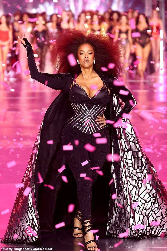 It comes after the model reflected on her iconic comeback at last year's Victoria's Secret Fashion Show (pictured), almost two decades after retiring from the lingerie brand's annual catwalk to pursue other entertainment opportunities.