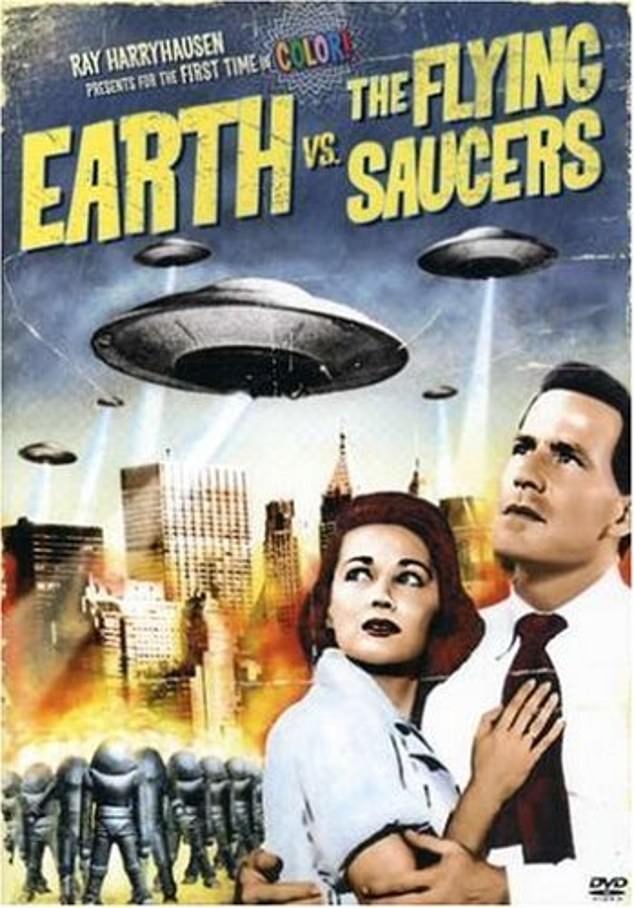 The £280,000 plane - which is the same size and weight as a small family car - will be able to move in any direction. Pictured: Cover of the 1956 science fiction film, Earth vs the Flying Saucers