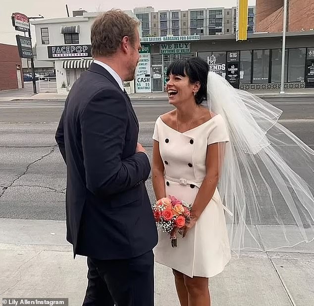 Harbor and Allen on their wedding day in 2020. A source revealed Allen's meticulous methods: 'Lily was looking for women who were on Raya and compared them to women David follows on Instagram