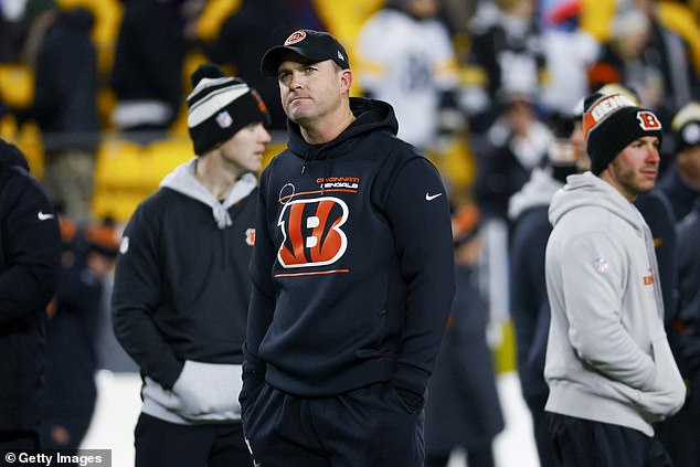 Anarumo has been the Bengals' defensive coordinator since Zac Taylor (above) became coach